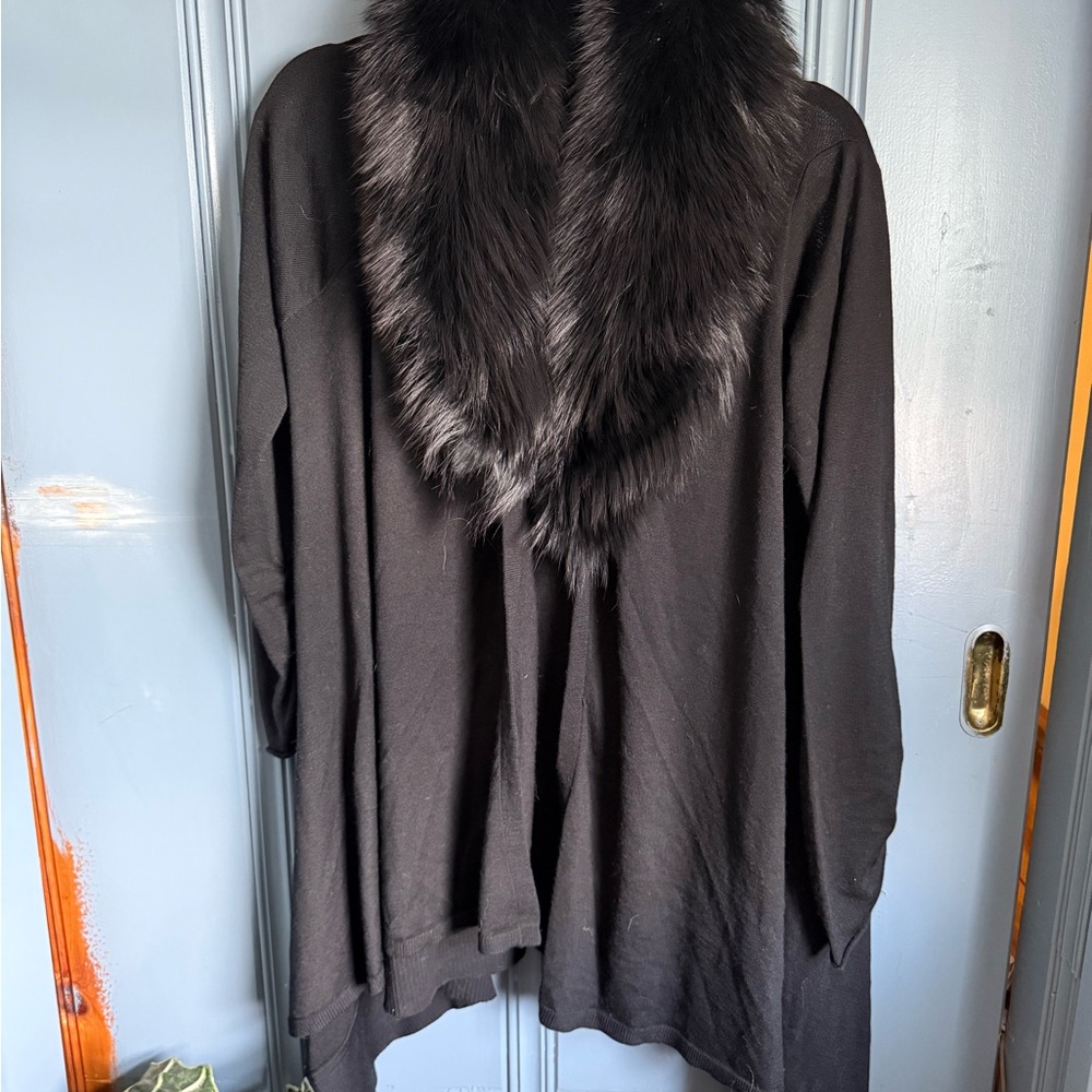 Alice + Olivia cashmere and wool blend Cardigan with fox fur collar